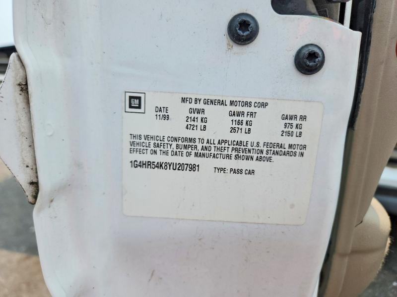 2000 Buick Lesabre მანქანა იყიდება აუქციონზე, vin: 1G4HR54K8YU207981, აუქციონის ნომერი: 62089466