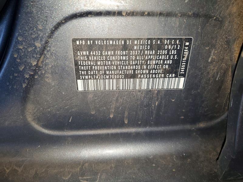 Продажа на аукционе авто 2012 Volkswagen Jetta, vin: 3VWPL7AJ2CM709002, номер лота: 62806846