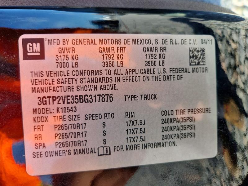 Aukcja sprzedaży 2011 Gmc Sierra, vin: 3GTP2VE35BG317876, numer aukcji: 60159386