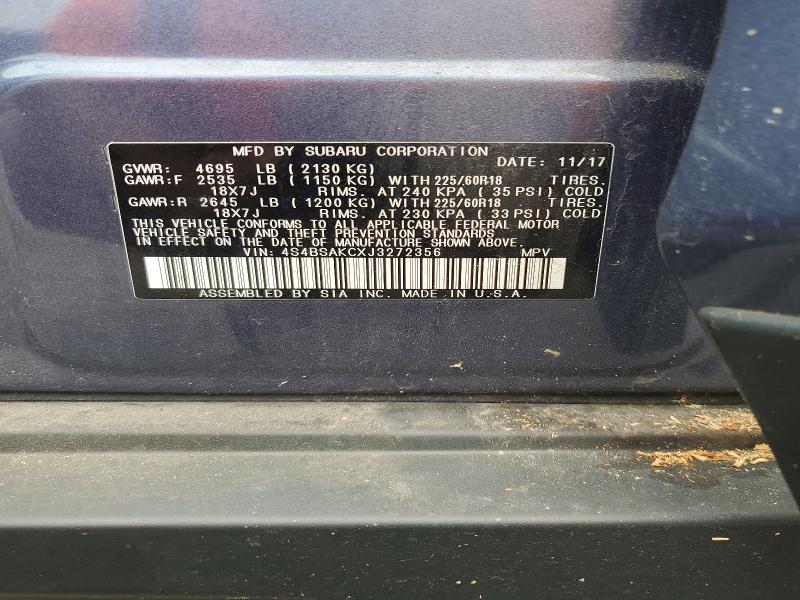 Aukcja sprzedaży 2018 Subaru Outback, vin: 4S4BSAKCXJ3272356, numer aukcji: 60260456