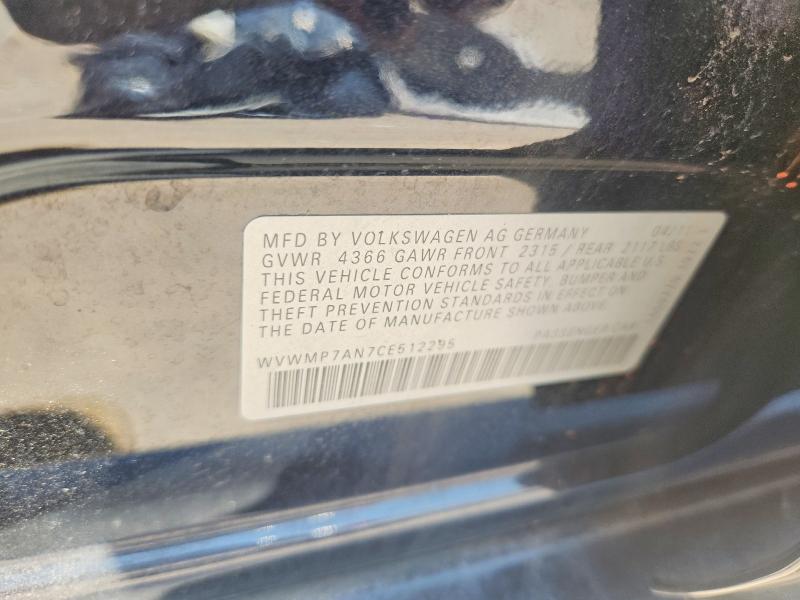 2012 Volkswagen Cc მანქანა იყიდება აუქციონზე, vin: WVWMP7AN7CE512295, აუქციონის ნომერი: 62625286