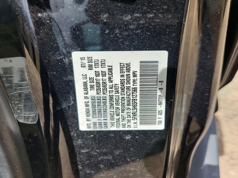 60699926 :رقم المزاد ، 5FNRL5H65FB127566 vin ، 2015 Honda Odyssey مزاد بيع