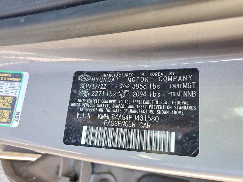 2023 Hyundai Elantra მანქანა იყიდება აუქციონზე, vin: KMHLS4AG4PU431580, აუქციონის ნომერი: 61924306