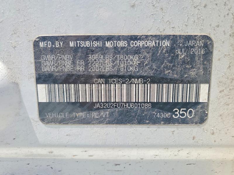 2017 Mitsubishi Lancer მანქანა იყიდება აუქციონზე, vin: JA32U2FU7HU601086, აუქციონის ნომერი: 59854986