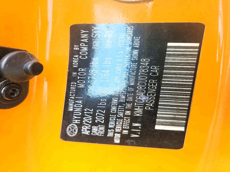62421646 :رقم المزاد ، KMHTC6AD8CU078348 vin ، 2012 Hyundai Veloster مزاد بيع