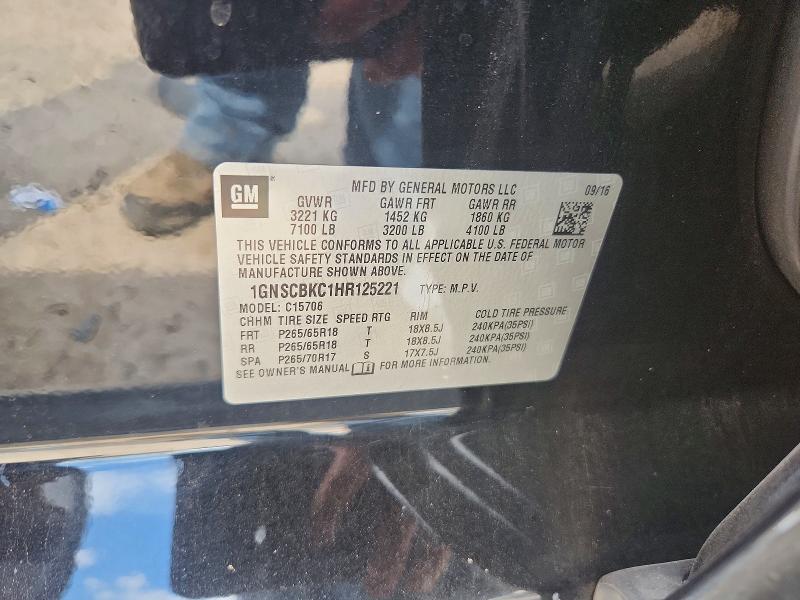 59000886 :رقم المزاد ، 1GNSCBKC1HR125221 vin ، 2017 Chevrolet Tahoe مزاد بيع