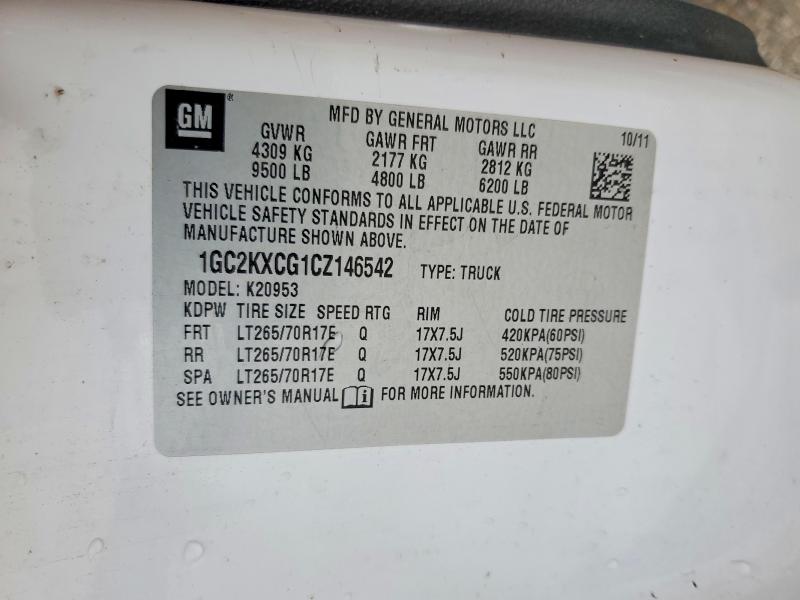 2012 Chevrolet Silverado მანქანა იყიდება აუქციონზე, vin: 1GC2KXCG1CZ146542, აუქციონის ნომერი: 63393406