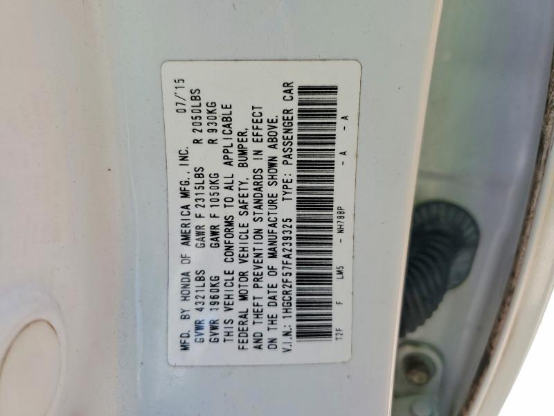 2015 Honda Accord მანქანა იყიდება აუქციონზე, vin: 1HGCR2F57FA239325, აუქციონის ნომერი: 62196066