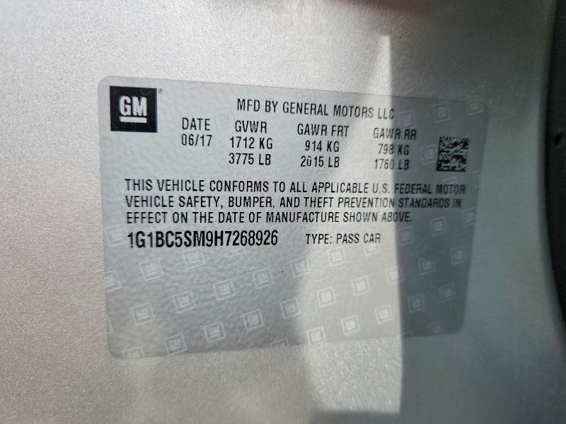 Продажа на аукционе авто 2017 Chevrolet Cruze, vin: 1G1BC5SM9H7268926, номер лота: 61216286
