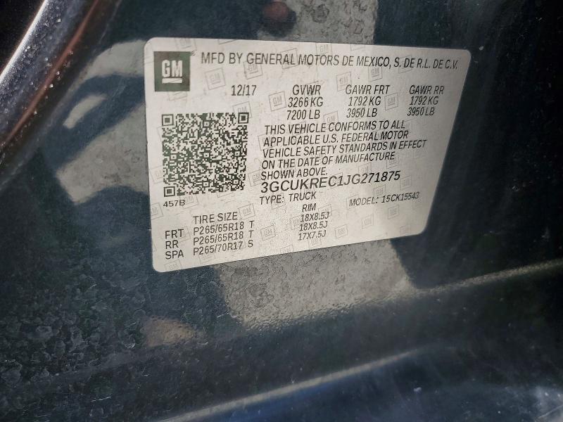 62048436 :رقم المزاد ، 3GCUKREC1JG271875 vin ، 2018 Chevrolet Silverado مزاد بيع