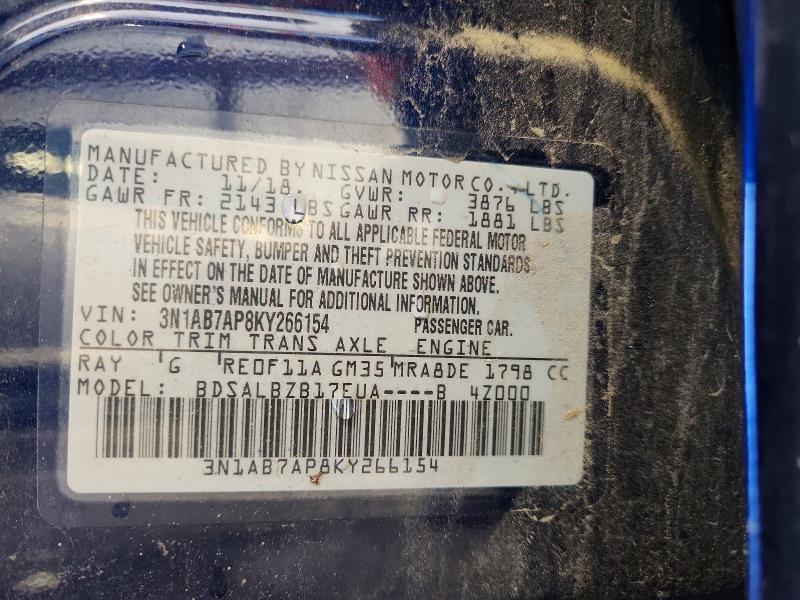 Aukcja sprzedaży 2019 Nissan Sentra, vin: 3N1AB7AP8KY266154, numer aukcji: 60131606