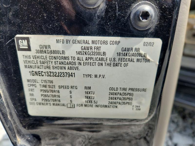 59720346 :رقم المزاد ، 1GNEC13Z32J237941 vin ، 2002 Chevrolet Tahoe مزاد بيع