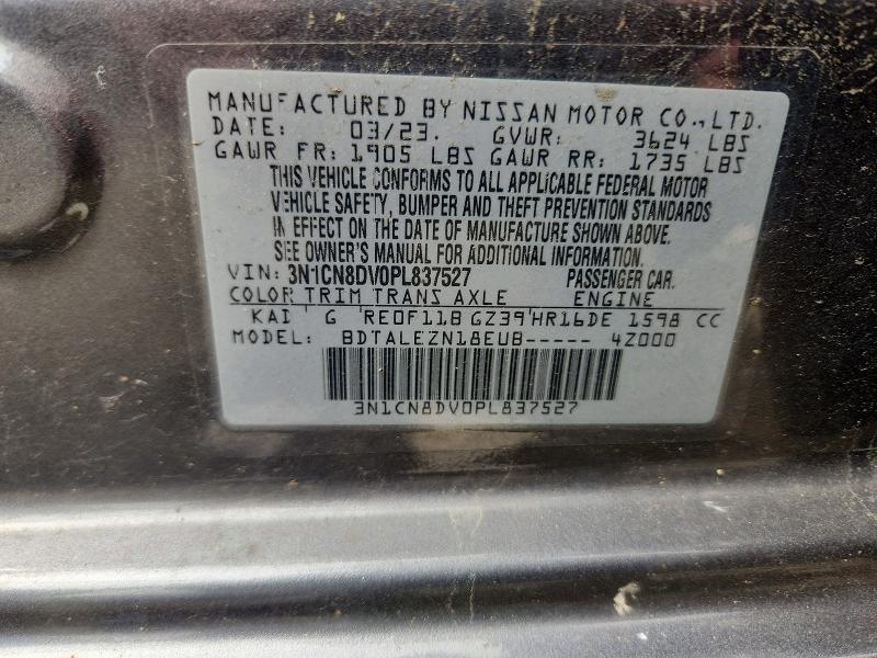 Продаж на аукціоні авто 2023 Nissan Versa, vin: 3N1CN8DV0PL837527, номер лоту: 61398556