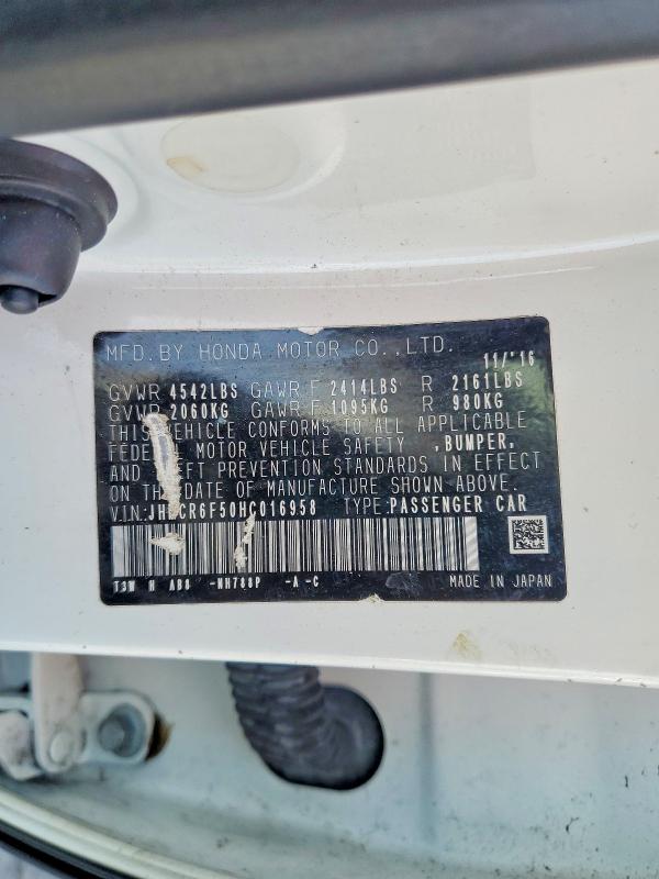 62527836 :رقم المزاد ، JHMCR6F50HC016958 vin ، 2017 Honda Accord مزاد بيع