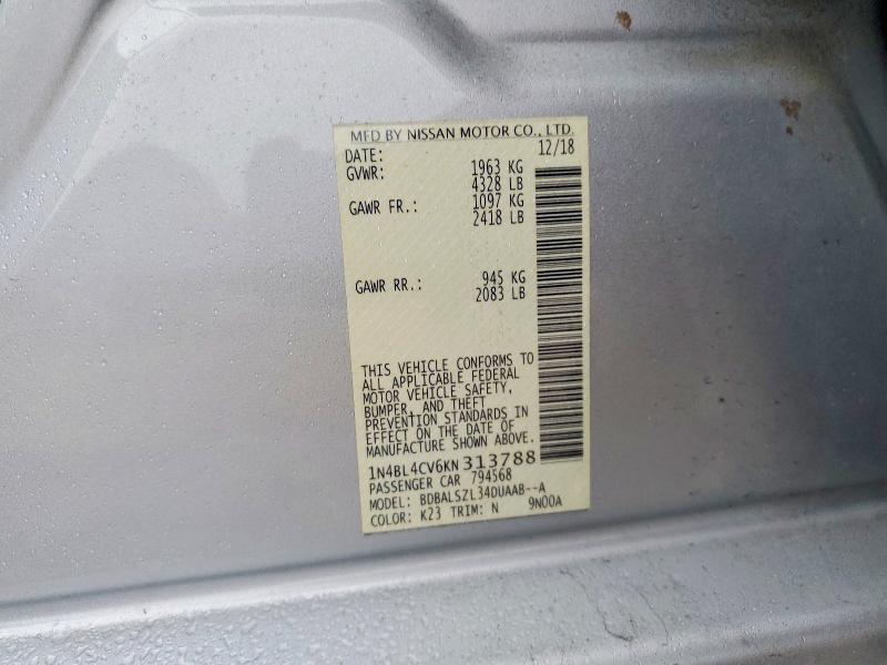 62002366 :رقم المزاد ، 1N4BL4CV6KN313788 vin ، 2019 Nissan Altima مزاد بيع