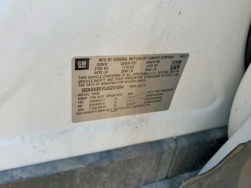 2018 Chevrolet Equinox მანქანა იყიდება აუქციონზე, vin: 2GNAXSEV3J6201584, აუქციონის ნომერი: 61161486