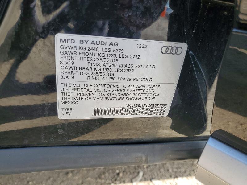 62464286 :رقم المزاد ، WA1BBAFY2P2074387 vin ، 2023 Audi Q5 مزاد بيع