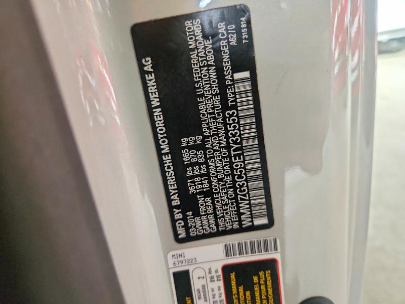 Продажа на аукционе авто 2014 Mini Cooper, vin: WMWZG3C59ETY33553, номер лота: 59399556
