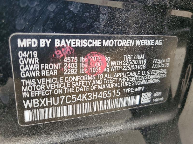Aukcja sprzedaży 2019 Bmw X1, vin: WBXHU7C54K3H46515, numer aukcji: 61623486