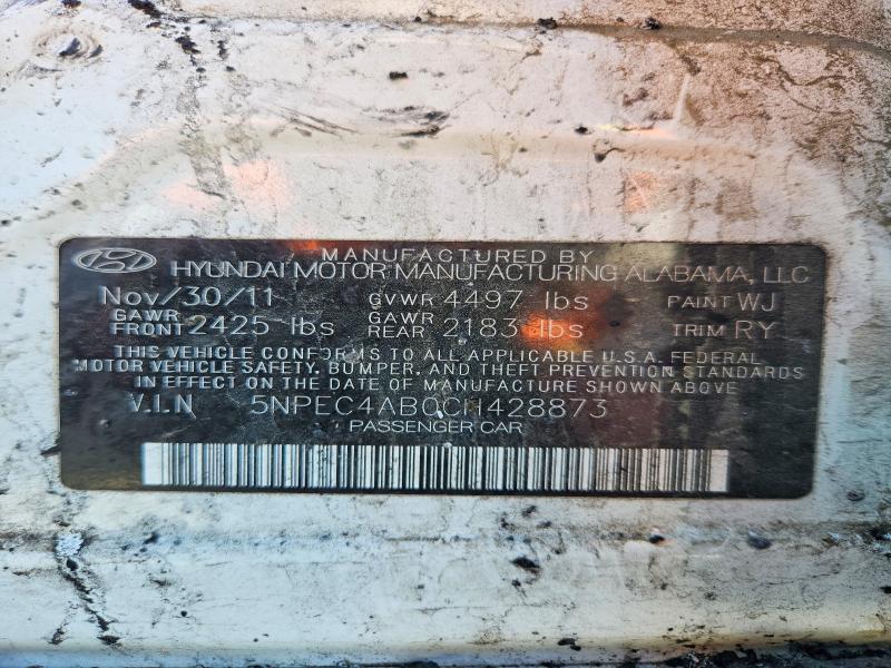 Aukcja sprzedaży 2012 Hyundai Sonata, vin: 5NPEC4AB0CH428873, numer aukcji: 61523636