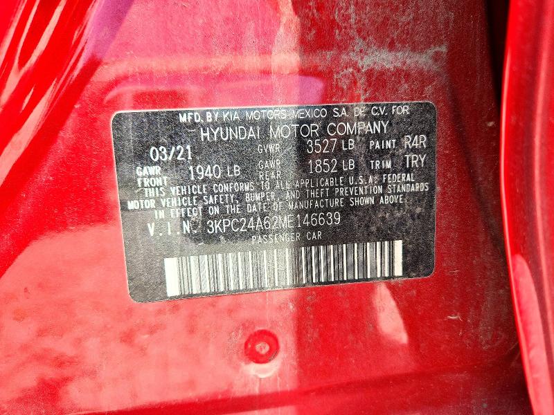 Продаж на аукціоні авто 2021 Hyundai Accent, vin: 3KPC24A62ME146639, номер лоту: 59395926