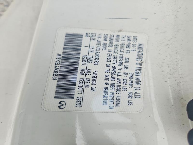 62486706 :رقم المزاد ، JN1EV7EL9JM392539 vin ، 2018 Infiniti Q60 مزاد بيع