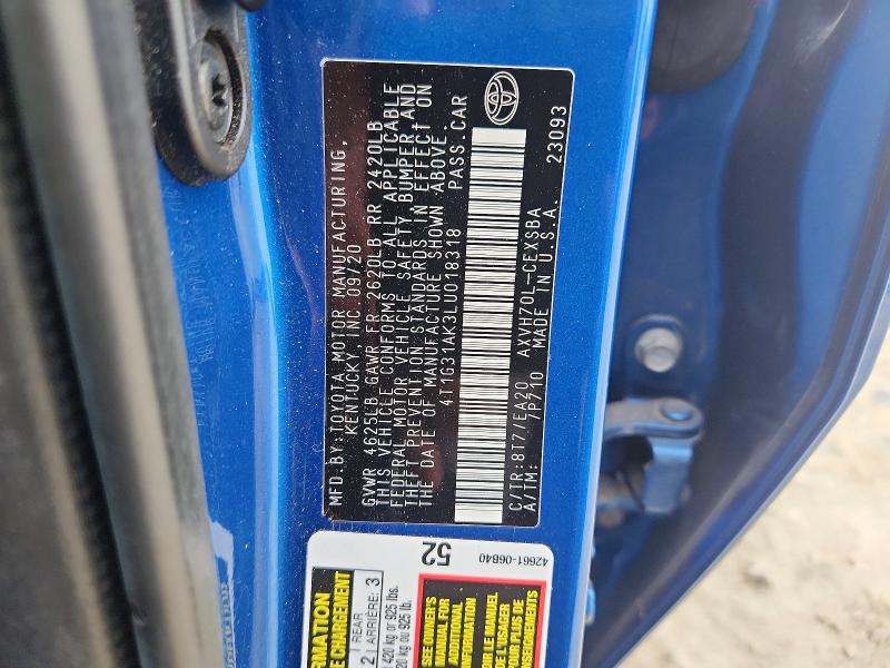 Продаж на аукціоні авто 2020 Toyota Camry, vin: 4T1G31AK3LU018318, номер лоту: 60860426