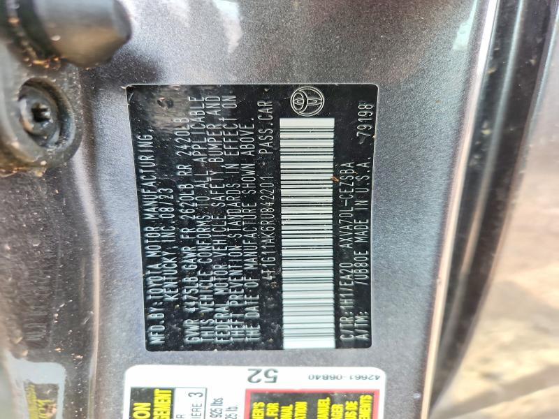 2024 Toyota Camry მანქანა იყიდება აუქციონზე, vin: 4T1G11AK6RU842201, აუქციონის ნომერი: 62683576