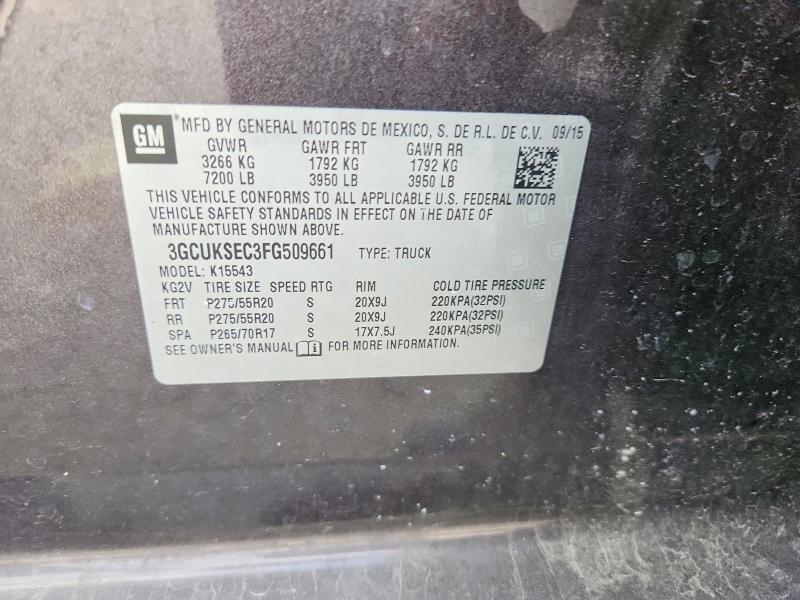 Продажа на аукционе авто 2015 Chevrolet Silverado, vin: 3GCUKSEC3FG509661, номер лота: 60157266