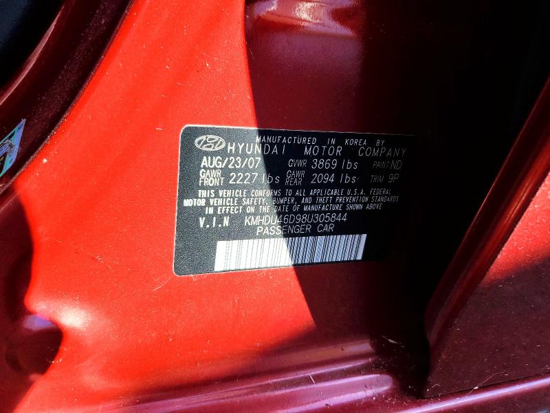 Продажа на аукционе авто 2008 Hyundai Elantra, vin: KMHDU46D98U305844, номер лота: 58720066