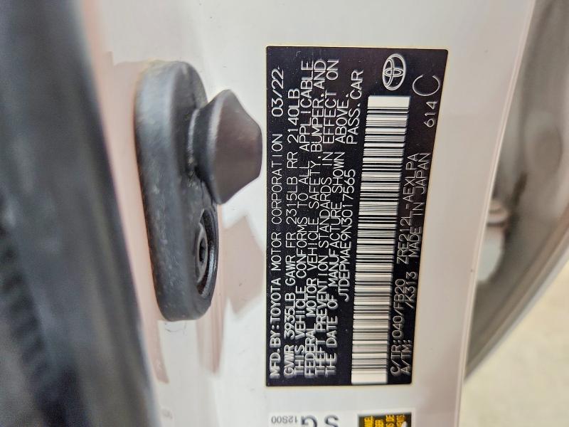 2022 Toyota Corolla მანქანა იყიდება აუქციონზე, vin: JTDEPMAE9N3017565, აუქციონის ნომერი: 62217526