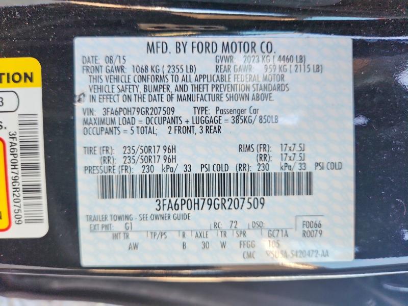 62328016 :رقم المزاد ، 3FA6P0H79GR207509 vin ، 2016 Ford Fusion مزاد بيع