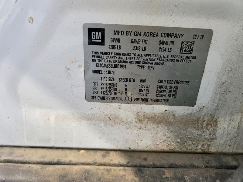 62087796 :رقم المزاد ، KL4CJASB8LB051991 vin ، 2020 Buick Encore مزاد بيع