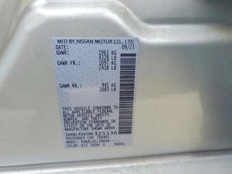 2024 Nissan Altima მანქანა იყიდება აუქციონზე, vin: 1N4BL4DV5RN325536, აუქციონის ნომერი: 60495016