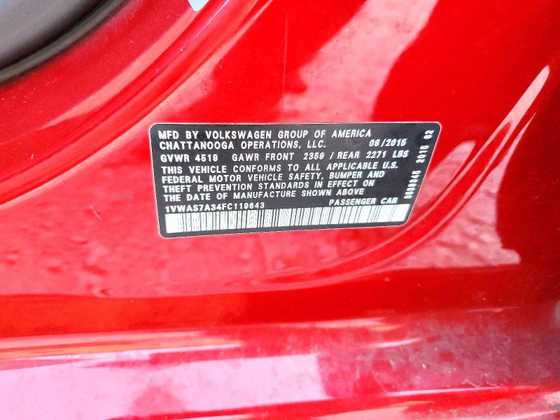 Продаж на аукціоні авто 2015 Volkswagen Passat, vin: 1VWAS7A34FC119643, номер лоту: 60467846