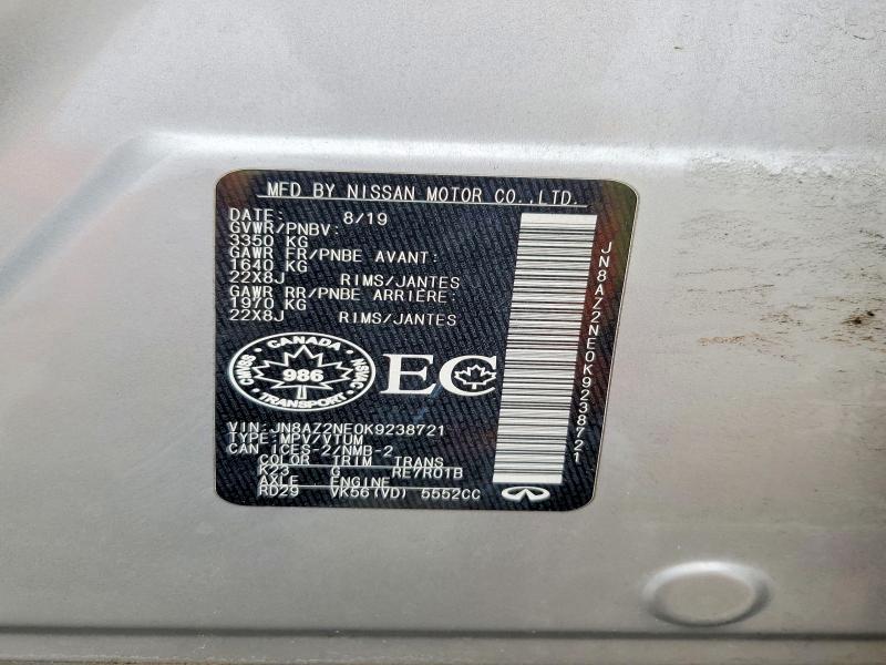 Aukcja sprzedaży 2019 Infiniti Qx80, vin: JN8AZ2NE0K9238721, numer aukcji: 79134325