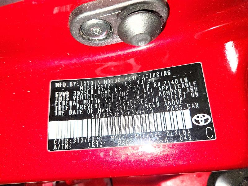 Aukcja sprzedaży 2024 Toyota Corolla, vin: 5YFB4MDE3RP094419, numer aukcji: 61917746
