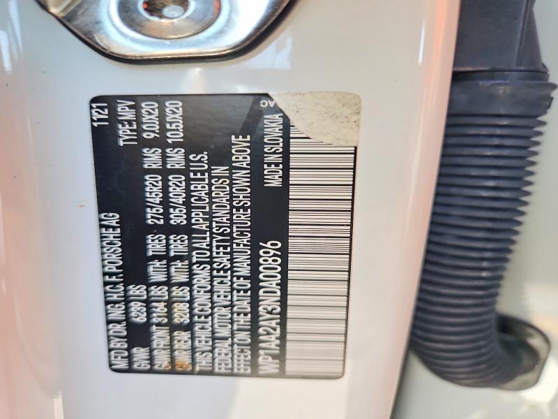 2022 Porsche Cayenne მანქანა იყიდება აუქციონზე, vin: WP1AA2AY3NDA00896, აუქციონის ნომერი: 63046026