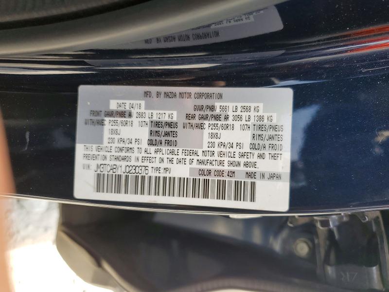 63595126 :رقم المزاد ، JM3TCABY1J0230376 vin ، 2018 Mazda Cx-9 مزاد بيع