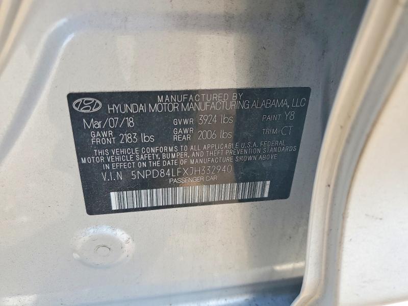 2018 Hyundai Elantra მანქანა იყიდება აუქციონზე, vin: 5NPD84LFXJH332940, აუქციონის ნომერი: 59863476