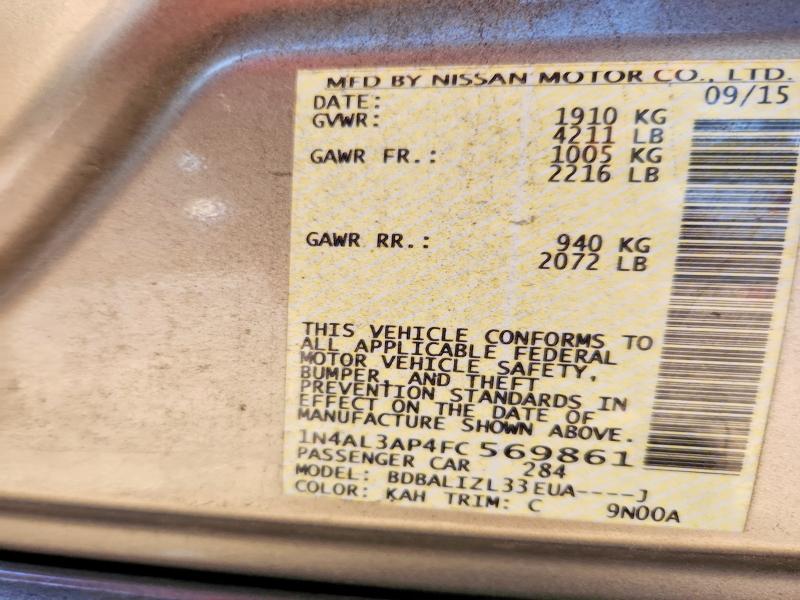 60968096 :رقم المزاد ، 1N4AL3AP4FC569861 vin ، 2015 Nissan Altima مزاد بيع