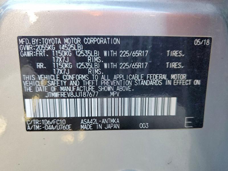 Продажа на аукционе авто 2018 Toyota Rav4, vin: JTMWFREV8JJ187677, номер лота: 60033596