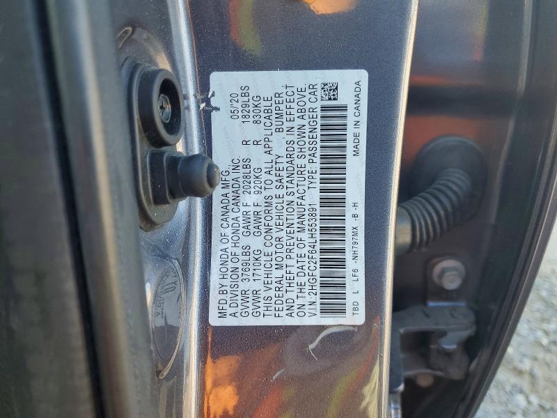 Продажа на аукционе авто 2020 Honda Civic, vin: 2HGFC2F64LH553891, номер лота: 60469346