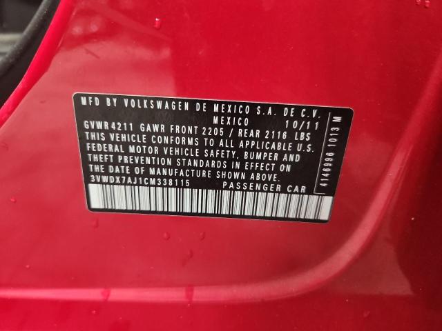 Продаж на аукціоні авто 2012 Volkswagen Jetta, vin: 3VWDX7AJ1CM338115, номер лоту: 60916986