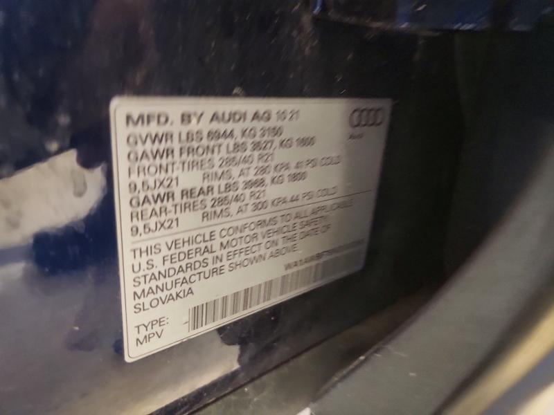 Продаж на аукціоні авто 2022 Audi Sq7, vin: WA1AWBF79ND005386, номер лоту: 58122786