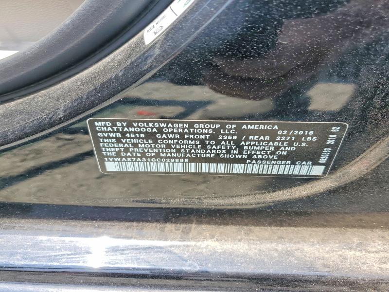 Aukcja sprzedaży 2016 Volkswagen Passat, vin: 1VWAS7A31GC029898, numer aukcji: 62709526