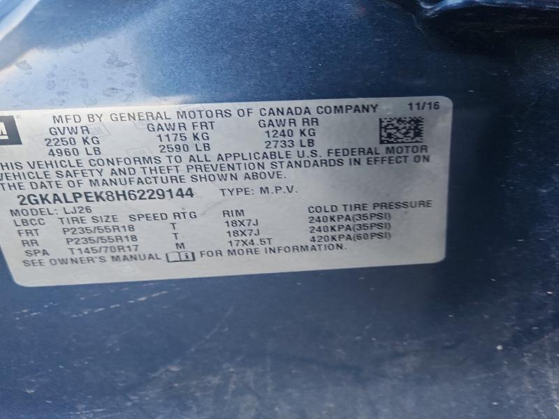 Aukcja sprzedaży 2017 Gmc Terrain, vin: 2GKALPEK8H6229144, numer aukcji: 60328116