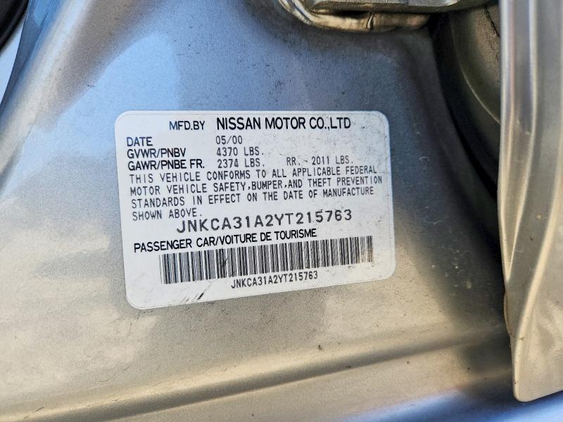 Aukcja sprzedaży 2000 Infiniti I30, vin: JNKCA31A2YT215763, numer aukcji: 60095736