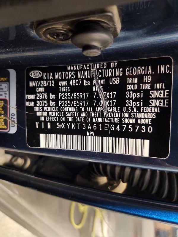 59256486 :رقم المزاد ، 5XYKT3A61EG475730 vin ، 2014 Kia Sorento مزاد بيع