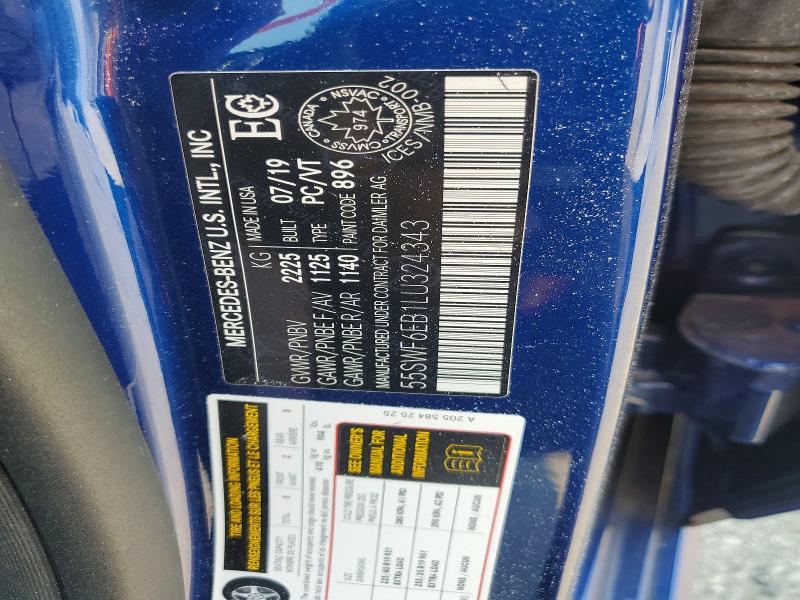 2020 Mercedes-benz C მანქანა იყიდება აუქციონზე, vin: 55SWF6EB1LU324343, აუქციონის ნომერი: 61985996